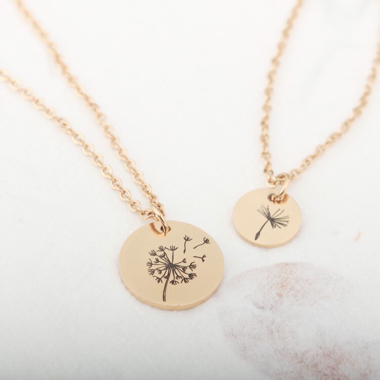 Mother Daughter Dandelion Necklace Set for 2 Mother of 2 Daughters Jewelry Set Mother of 4 mother of 3 mother of 5 mom daughter necklace set