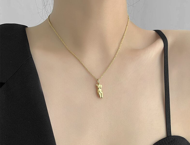 18k Gold Female Silhouette Necklace Aphrodite Venus Women Body Necklace Female Empowerment Necklace Gold Female Figure Necklace Gift for her