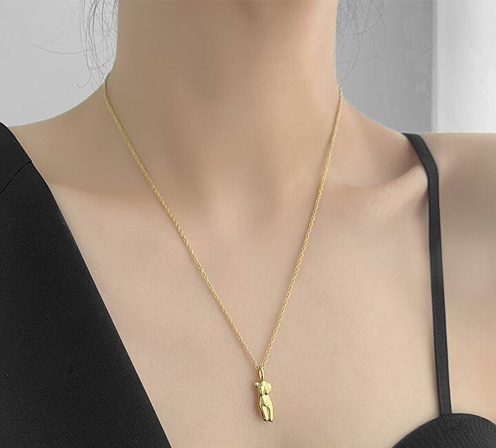 18k Gold Female Silhouette Necklace Aphrodite Venus Women Body Necklace Female Empowerment Necklace Gold Female Figure Necklace Gift for her