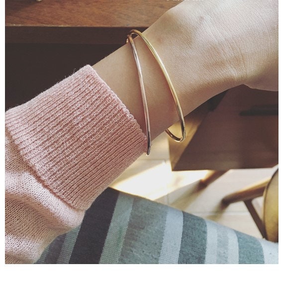 Classic Bangle Bracelet Gold Slip-on Bangle for Women Plain Bangle Classic Slip On Bangle, Tarnish Free Stackable Bangles Stacking Bangle