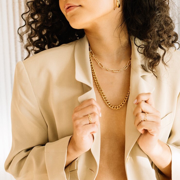 Gold Chunky Paperclip Necklace Gold Chain Necklace, Paperclip Chains, Rectangle Chains Necklace, Gold Link Chain Necklace, WATERPROOF