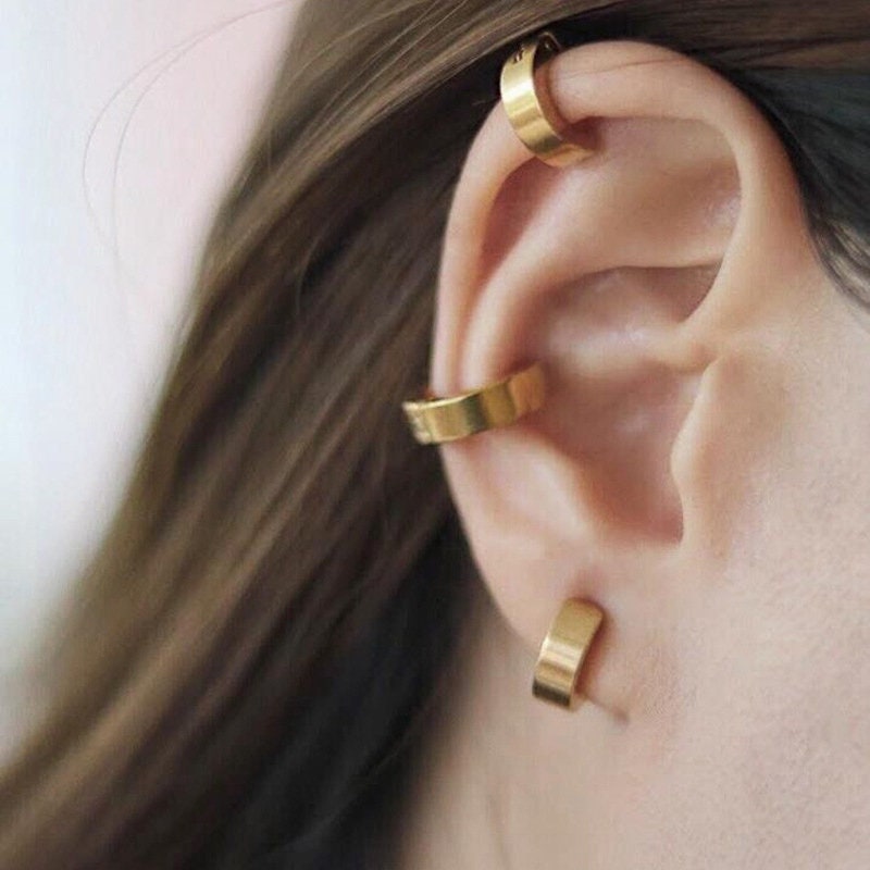 Ear Cuff Earrings-Clip On Huggie Hoop Earring Hoop Earrings-Thick Ear Cuff-Ear Clips-Non Piercing Earrings-Clip On Earrings Cuff-Hipster