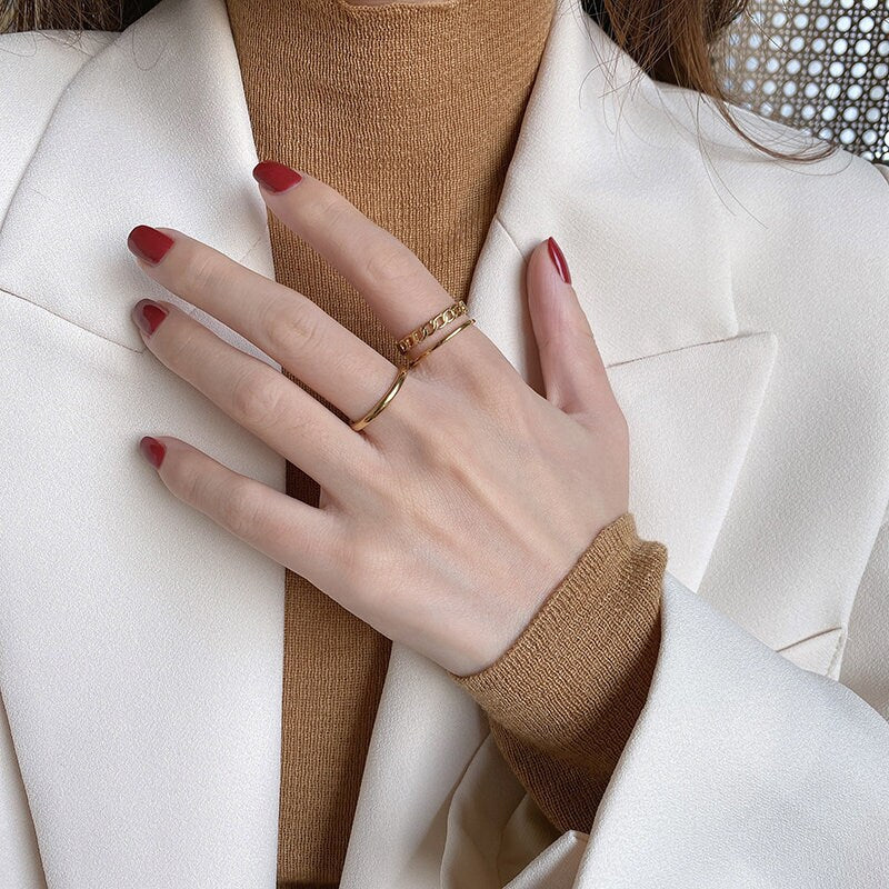 18K Gold Double Band ring, Gold twisted ring, Dainty Gold ring, Gold Statement ring, Hypoallergenic, Water-resistant, Gift for her