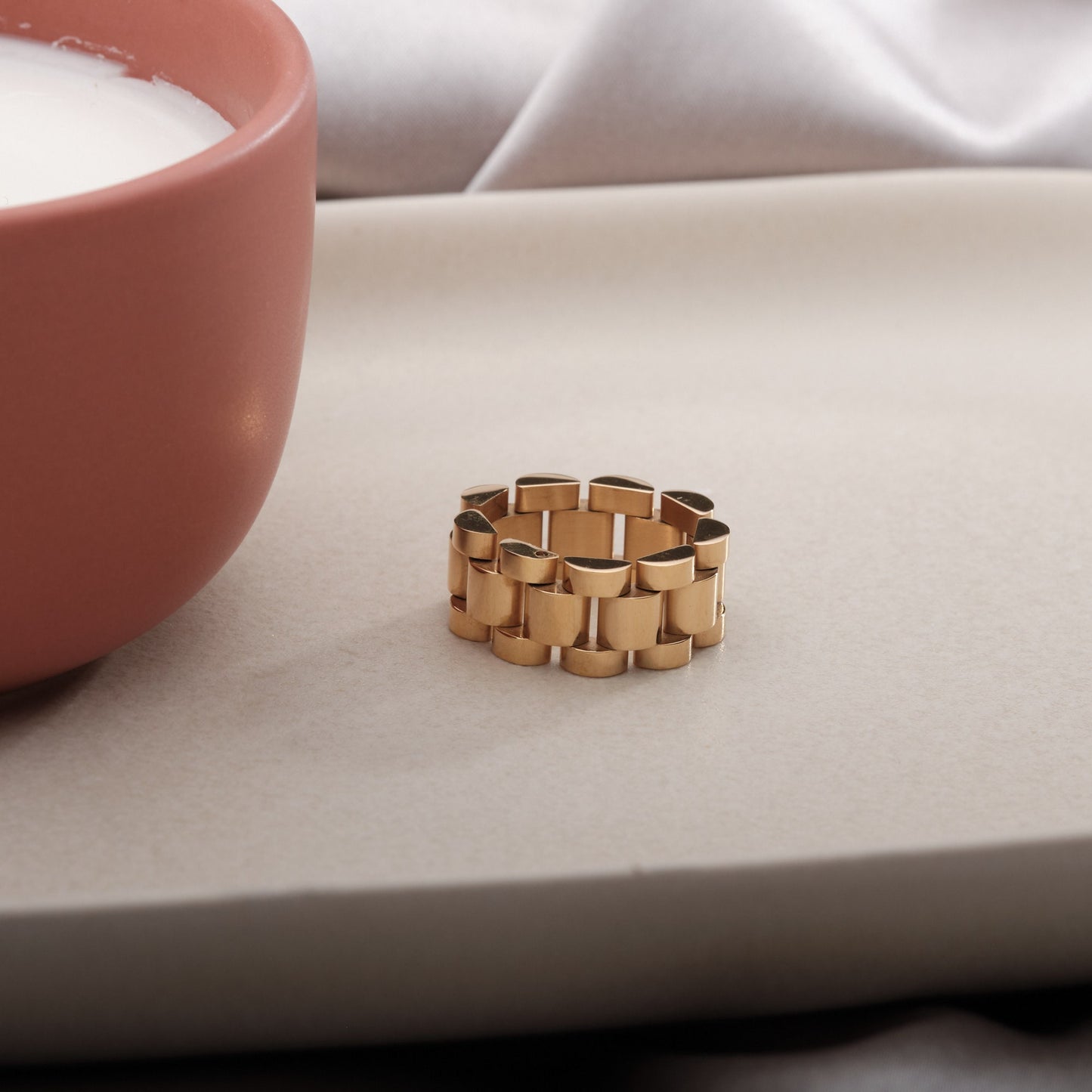 Chunky Chain Shape Ring, 8mm Gold Chain Band, Gold Plated Ring Band Unique Chain Ring Unisex Ring Gold chunky RING Wide band ring