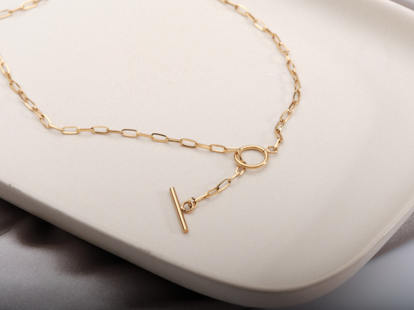 Thick Chain Necklace, 18K Gold Link Chain Minimalist Choker Necklace, Gold Layered Necklace, Paper Clip Chain, Chunky Cable Chain necklace