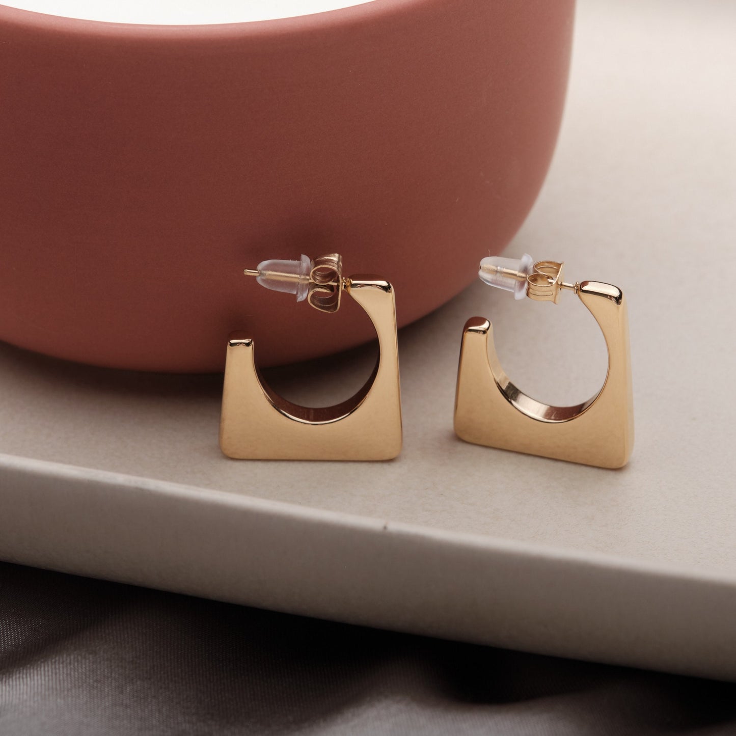 Square Hoop Earrings, Chunky Gold Sliver Hoop Earrings, Thick Gold Sliver Hoop Earrings, Vintage Gold Sliver Hoop Earrings, Simple Hoops