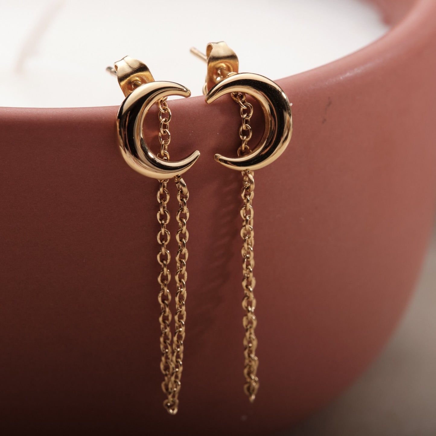 MOON Gold Tiny Dainty Small Minimal Earrings Minimalist Little Moon Earrings