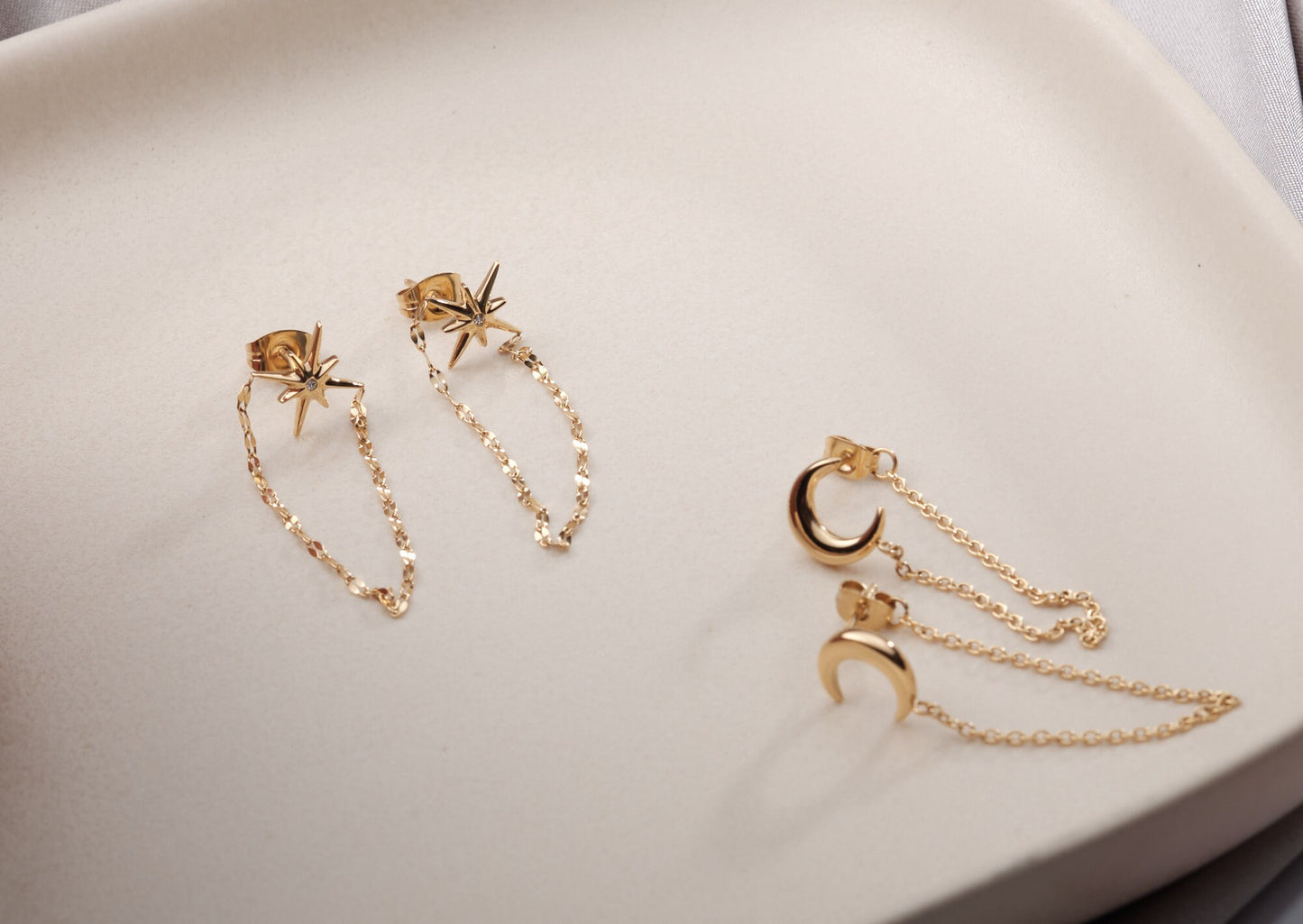 MOON Gold Tiny Dainty Small Minimal Earrings Minimalist Little Moon Earrings