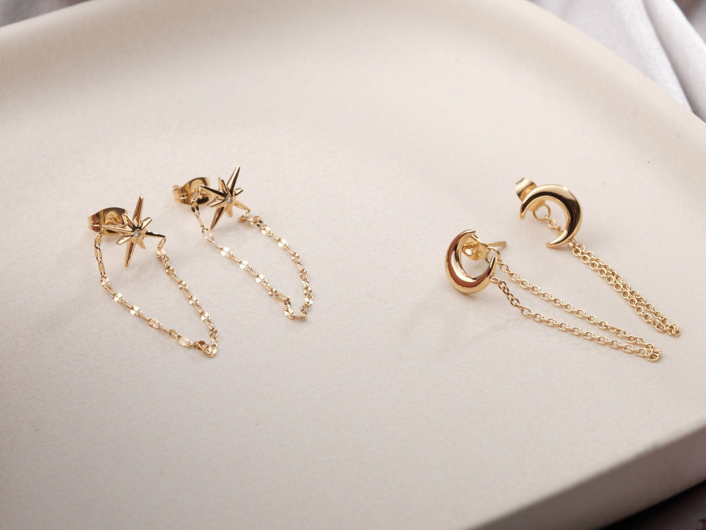 MOON Gold Tiny Dainty Small Minimal Earrings Minimalist Little Moon Earrings