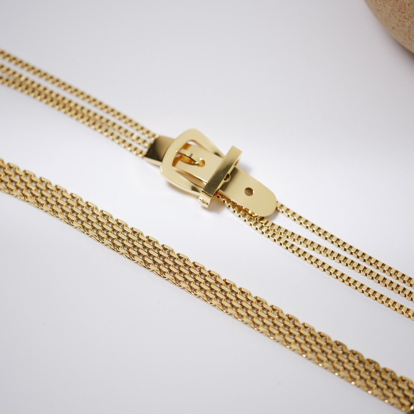 18K Gold Vintage Retro Mesh Bracelet Stainless Steel Chain Bracelet WATERPROOF Jewelry Bracelet Herringbone Chain Women Men Gold Gift