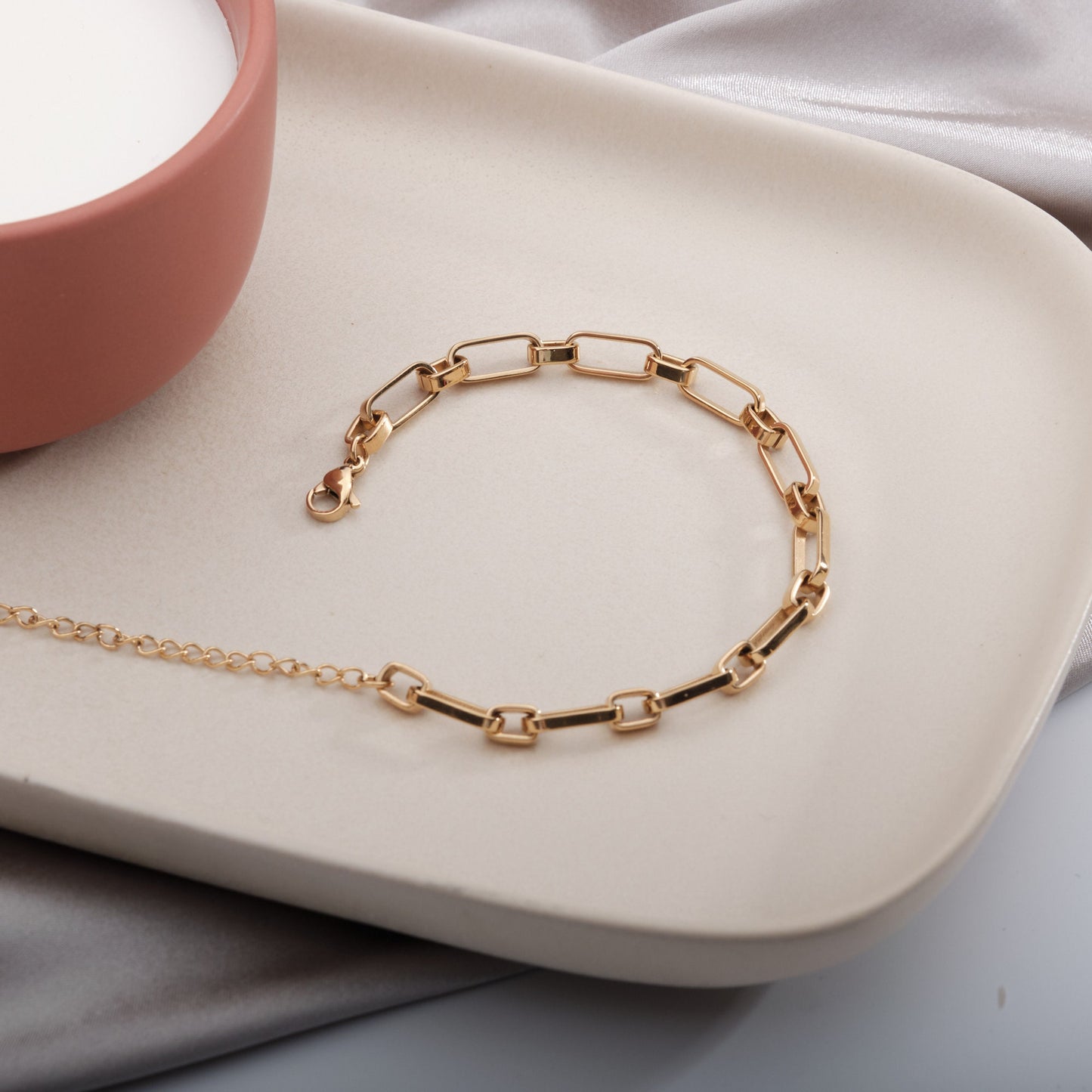 Link Chain Bracelet, 18k Gold Chunky Chain Bracelet, Gold thick Chain Bracelet, Chunky Curb Chain Bracelet, Stacking Bracelet Womens