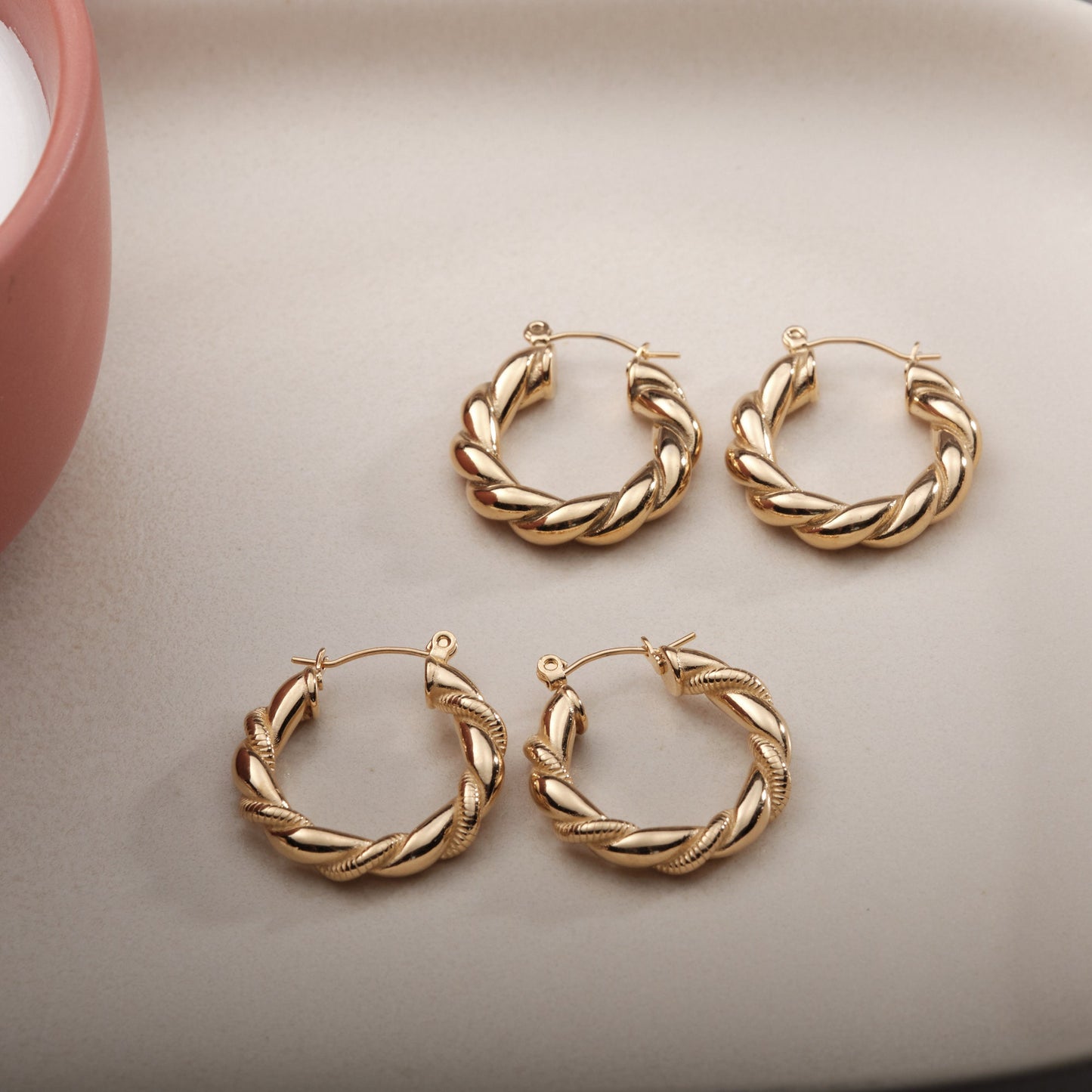 Gold Twisted Hoop, 18k Gold Twist Hoop, Twisted Earring, Gold Hoops, Gold Earrings, Gold Chunky Hoops, Gold Twisted Rope 25mm Diameter