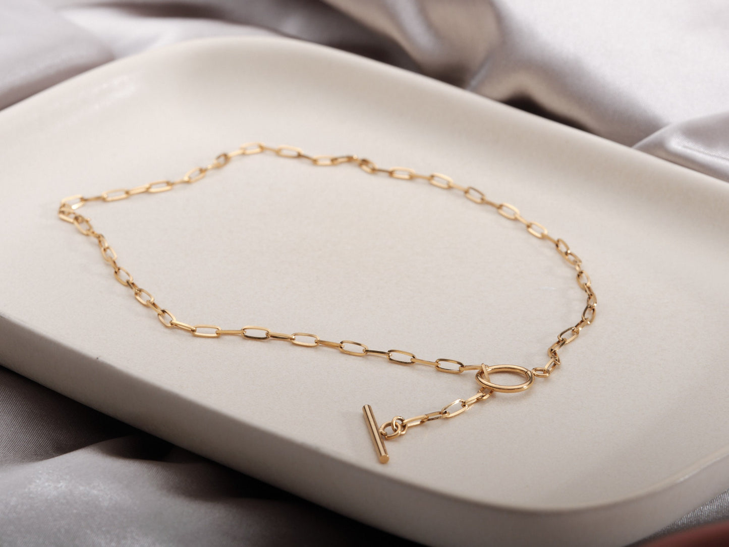 Thick Chain Necklace, 18K Gold Link Chain Minimalist Choker Necklace, Gold Layered Necklace, Paper Clip Chain, Chunky Cable Chain necklace