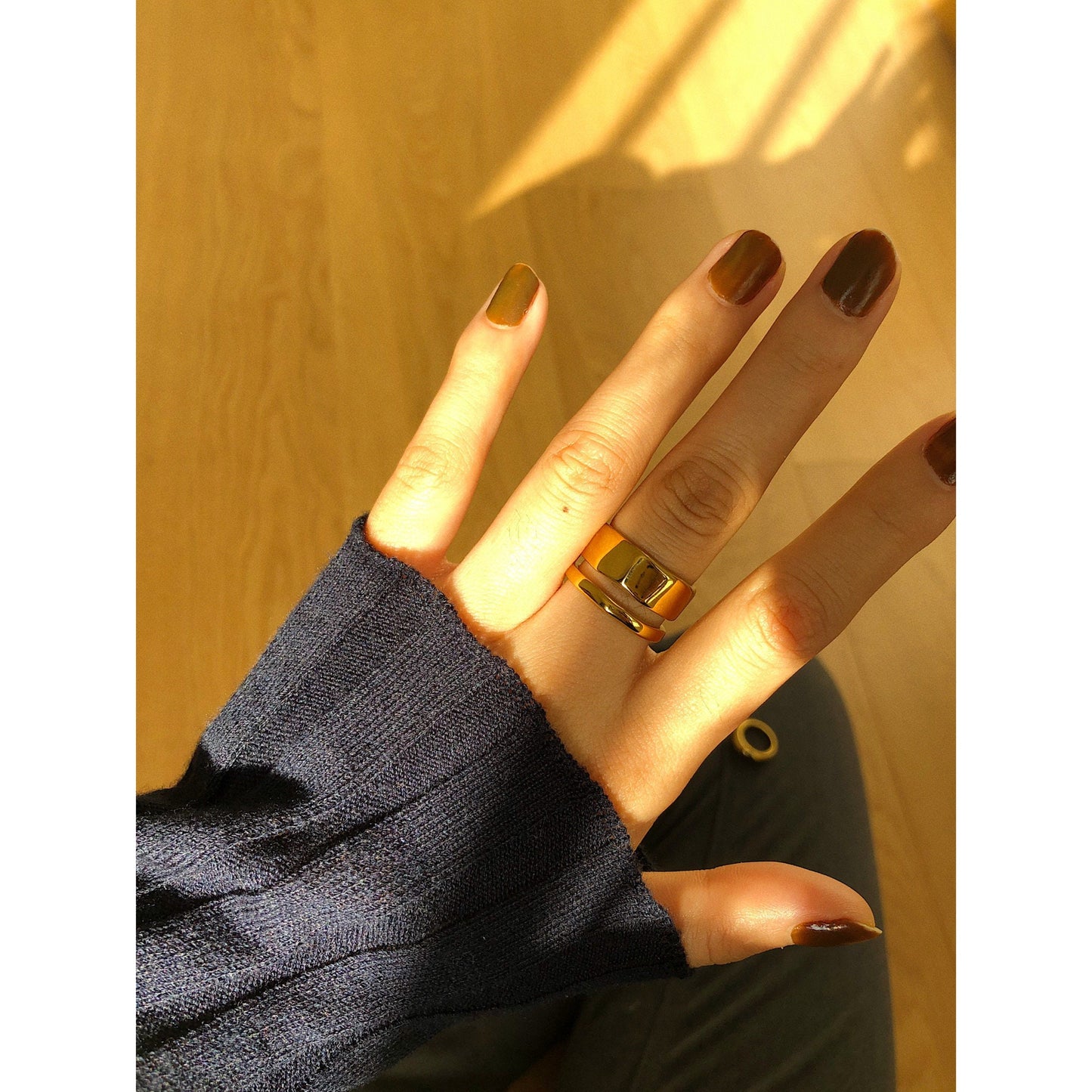 18K Gold Double Band Ring, Gold Double Ring, Gold Band Ring, stacking ring, simple band, Gold Wide Band, Gold Wedding Band, WATERPROOF