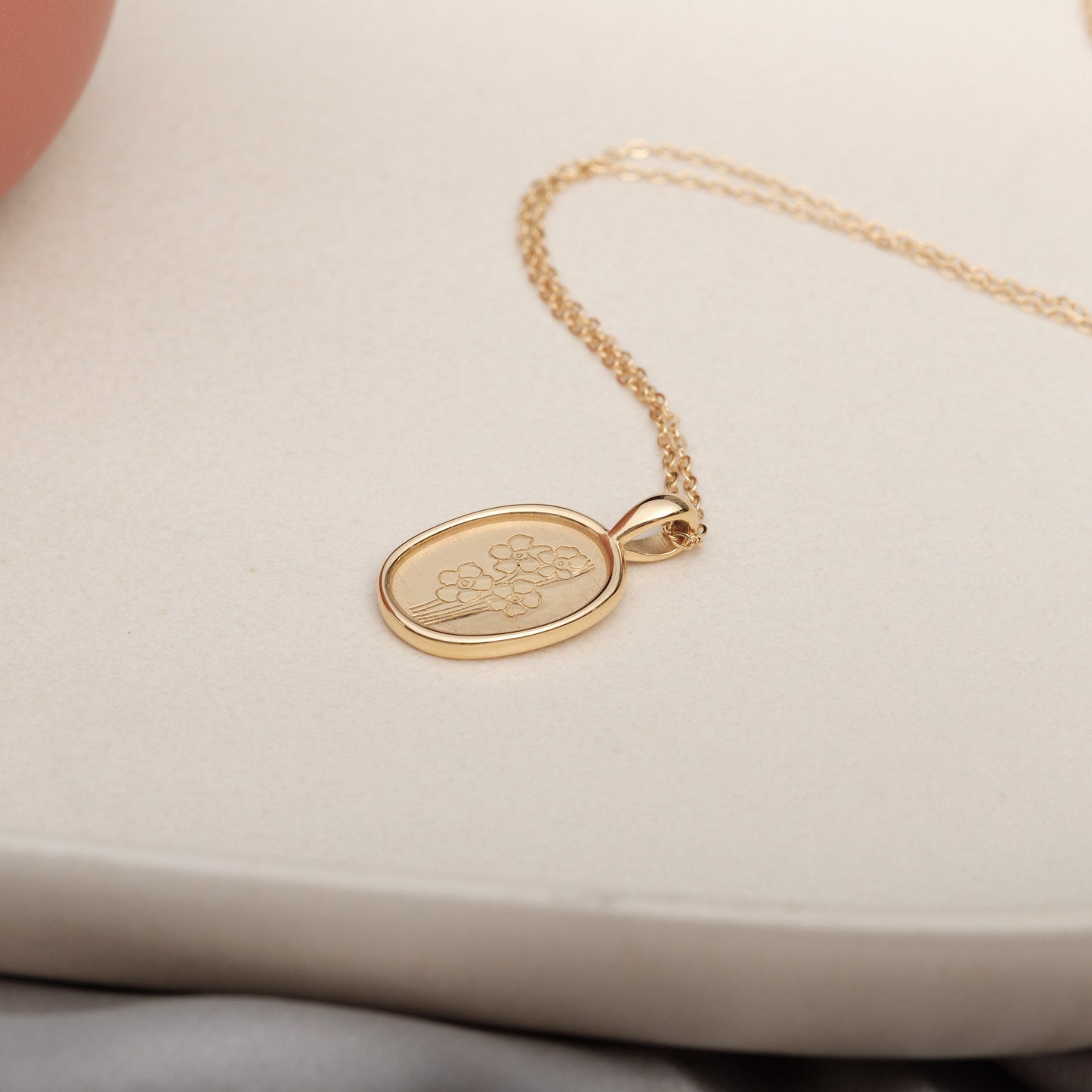 Wildflower Necklace 18k Gold Wildflower Bouquet Necklace Thoughtful Gift Meaningful Disc Necklace Flower Disc Necklace Birth Flower