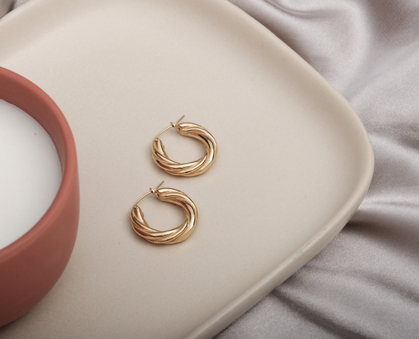 Gold Twisted Hoop Earrings Bold Gold Hoop Earrings Chunky Earrings Statement Hoops Gold Filled Hoops Earring Chunky Twisted Hoops Gold