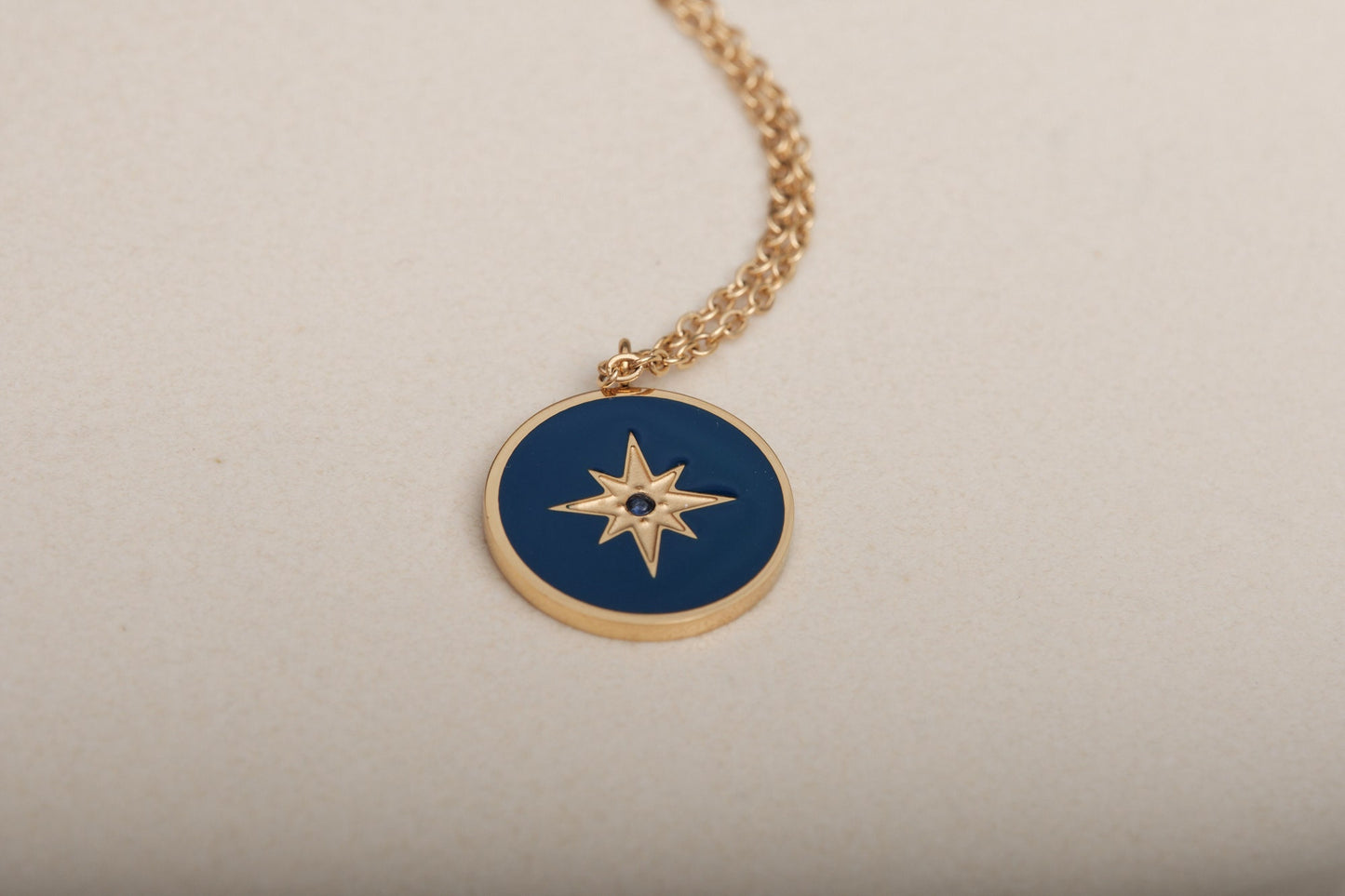 Enamel North Star Necklace Enamel Pendant Necklace Gold Star Necklace Gold North Star Necklace Titanium Necklace Stainless Steel