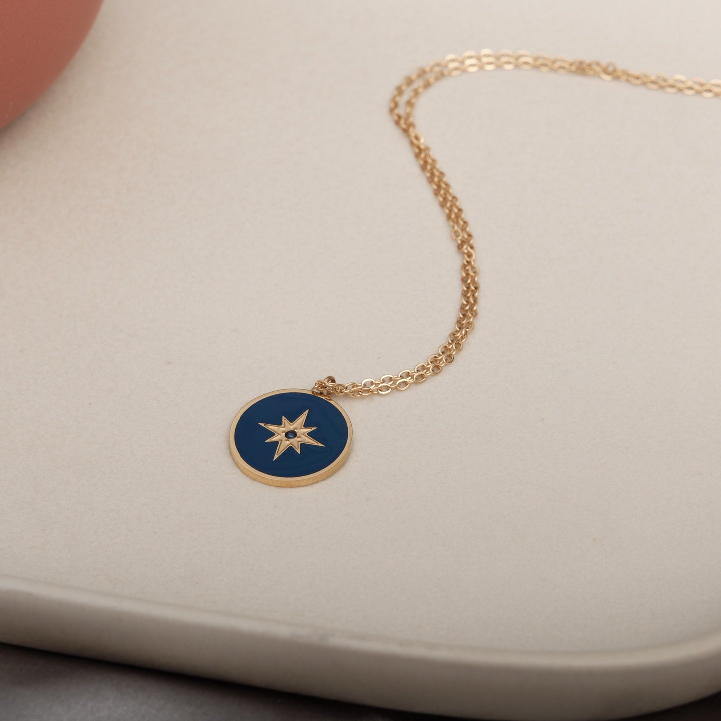 Enamel North Star Necklace Enamel Pendant Necklace Gold Star Necklace Gold North Star Necklace Titanium Necklace Stainless Steel