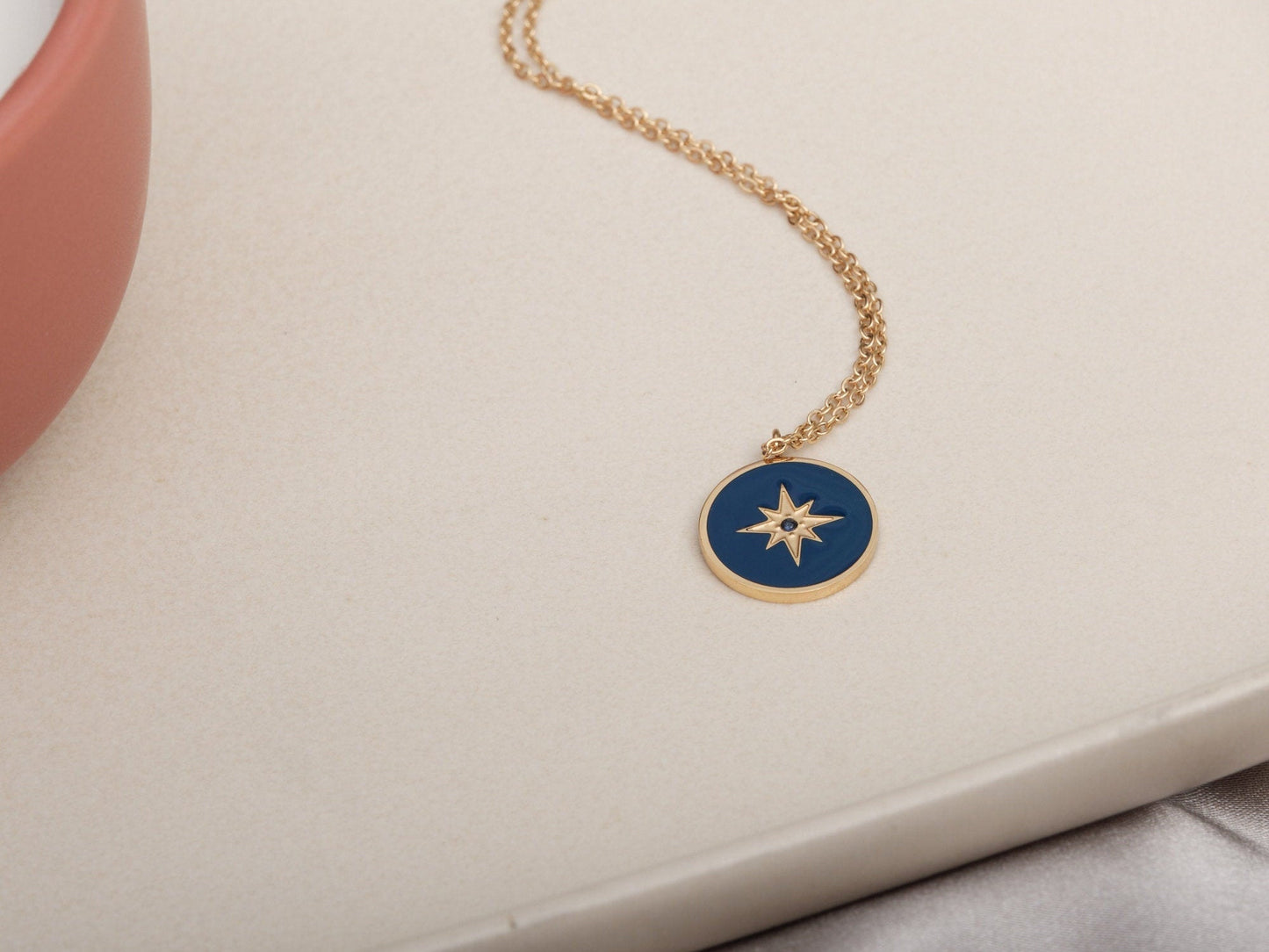 Enamel North Star Necklace Enamel Pendant Necklace Gold Star Necklace Gold North Star Necklace Titanium Necklace Stainless Steel