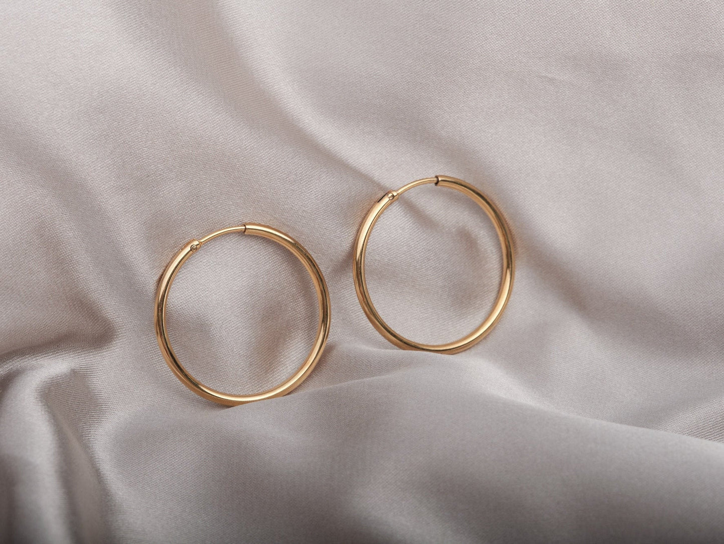 Dainty Gold Hoop Earrings 18K Gold PVD Minimalist Design Daily Jewelry Unique Gift for Mom and Friends Thin Hoops Bridesmaid Gift