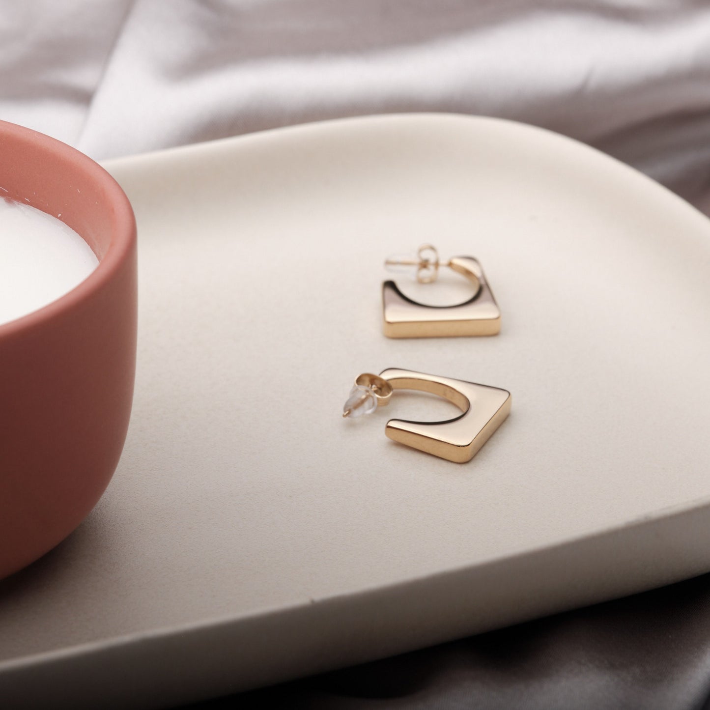 Square Hoop Earrings, Chunky Gold Sliver Hoop Earrings, Thick Gold Sliver Hoop Earrings, Vintage Gold Sliver Hoop Earrings, Simple Hoops