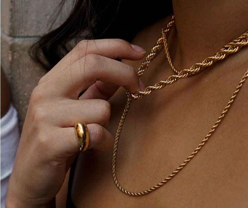 18k Gold Plated Twisted Rope Chain Necklace Gold Chunky Twisted rope choker Gold twisted Rope chain Bracelet Gold rope Chain bracelet