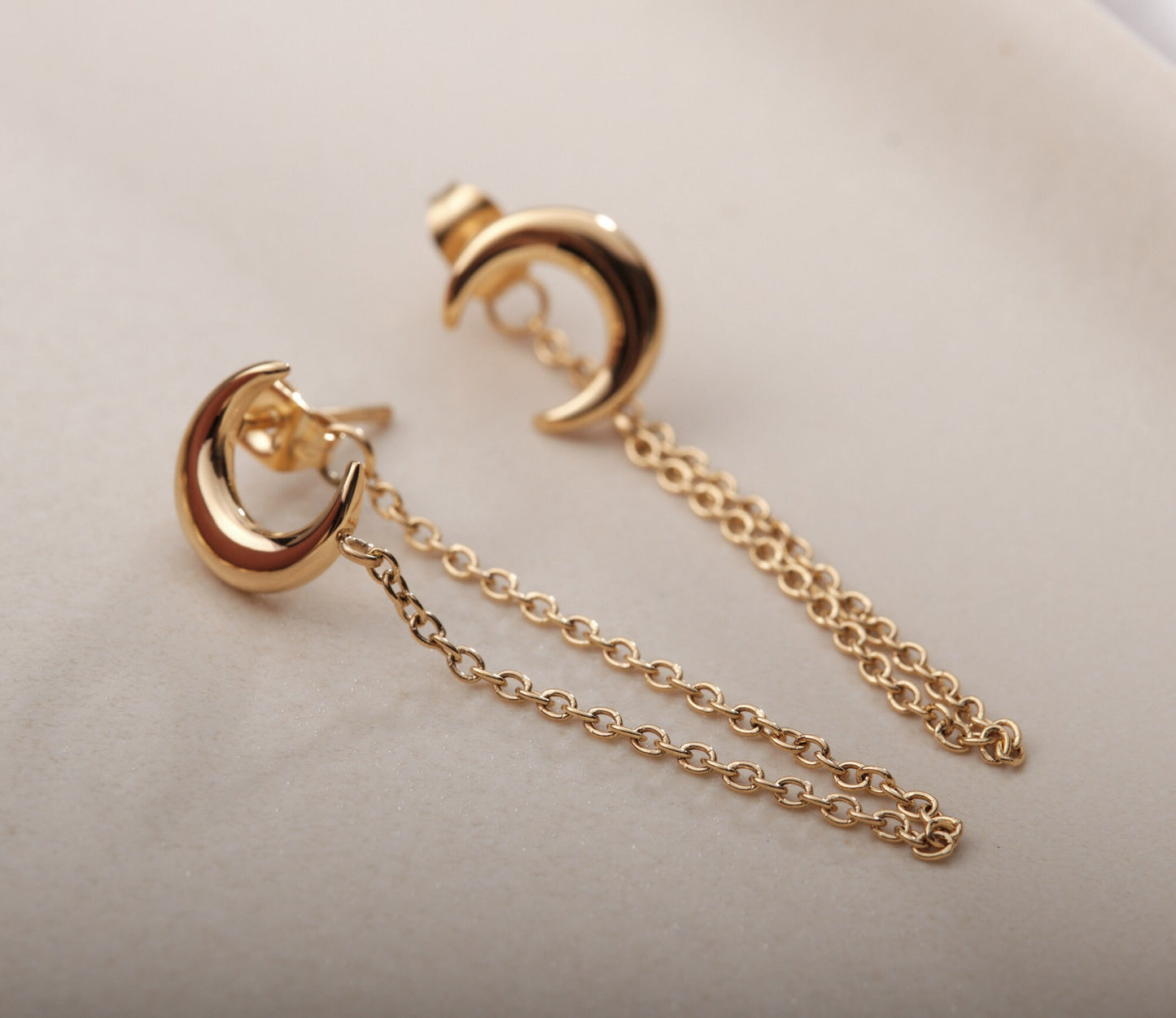 MOON Gold Tiny Dainty Small Minimal Earrings Minimalist Little Moon Earrings