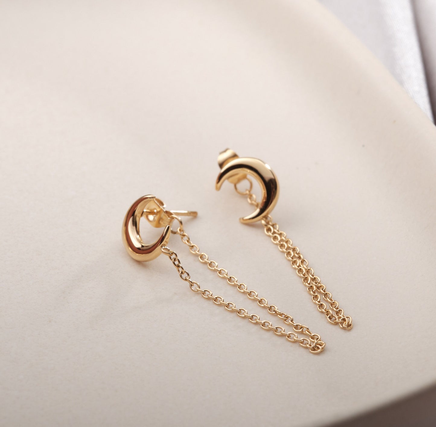 MOON Gold Tiny Dainty Small Minimal Earrings Minimalist Little Moon Earrings