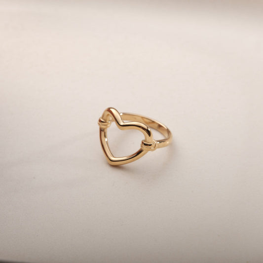 18K Gold Statement Hollow Heart - Stainless Steel Non Fading Love Gold Signet Ring Big Open Finger Ring Wide Gold Ring Trendy Summer Ring