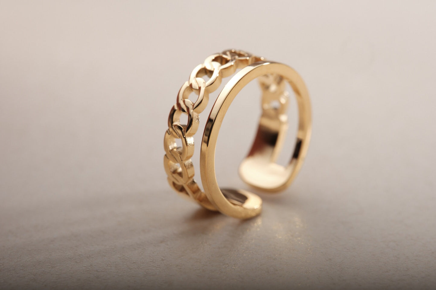 18K Gold Double Band ring, Gold twisted ring, Dainty Gold ring, Gold Statement ring, Hypoallergenic, Water-resistant, Gift for her