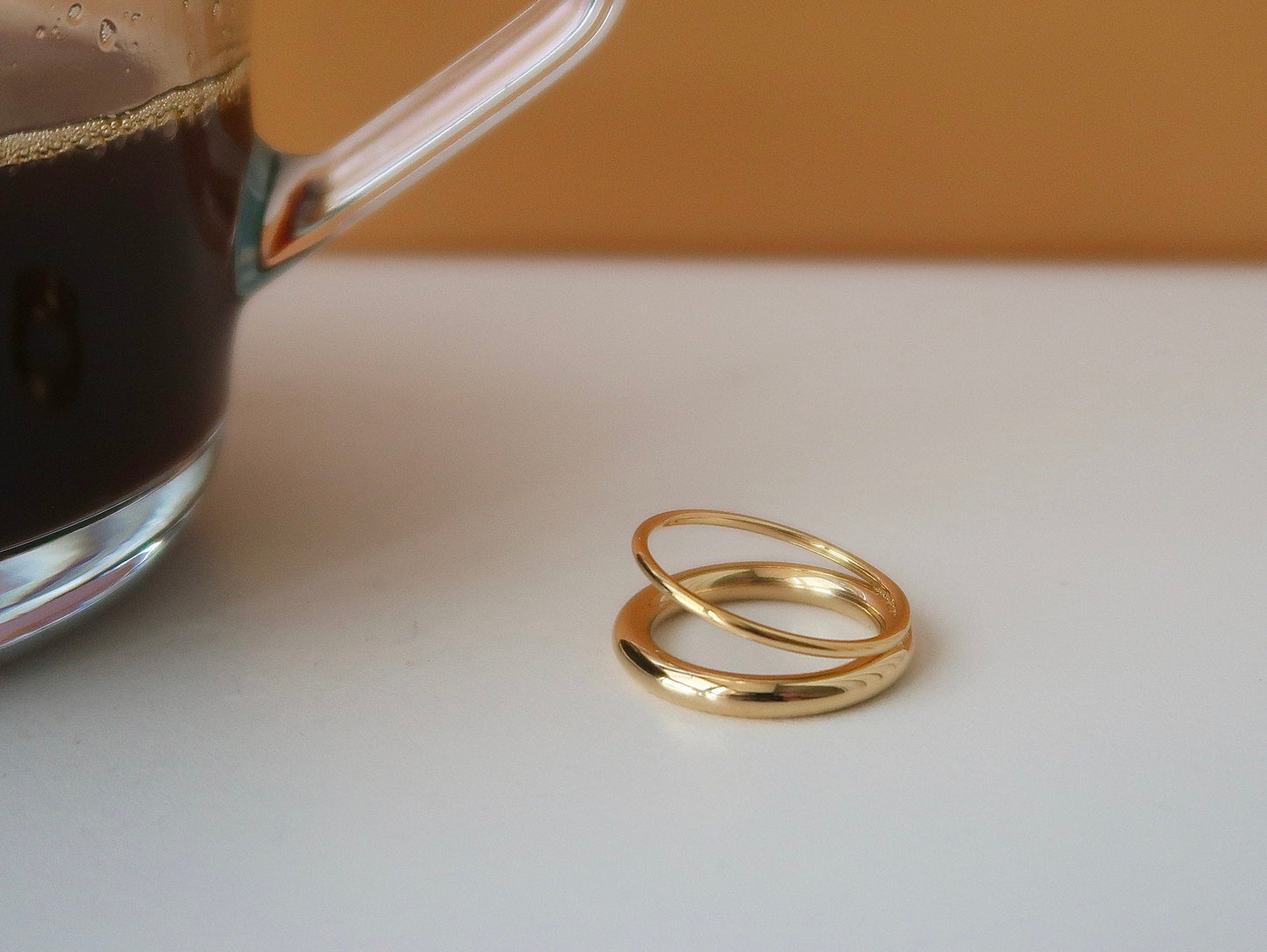 18K Gold Stackable Ring, Band Ring, Water and Tarnish Resistant Ring, Stainless Titanium Ring Double Band ring, Gold band ring, Dainty ring