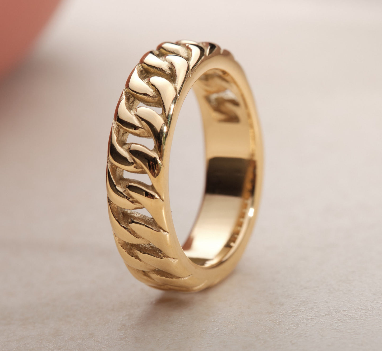 Gold Chain Ring, Gold Stacking Ring, Thick Chain Ring, Curb Chain Ring, Statement Ring, Cuban Link Ring, Cuban Chain Ring, Minimalist Ring