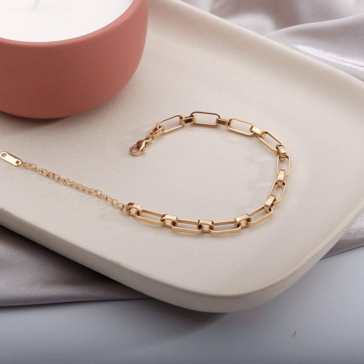 Link Chain Bracelet, 18k Gold Chunky Chain Bracelet, Gold thick Chain Bracelet, Chunky Curb Chain Bracelet, Stacking Bracelet Womens