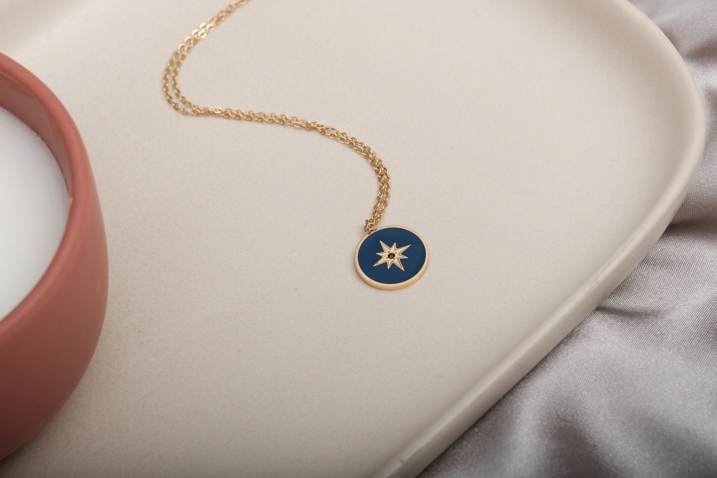 Enamel North Star Necklace Enamel Pendant Necklace Gold Star Necklace Gold North Star Necklace Titanium Necklace Stainless Steel