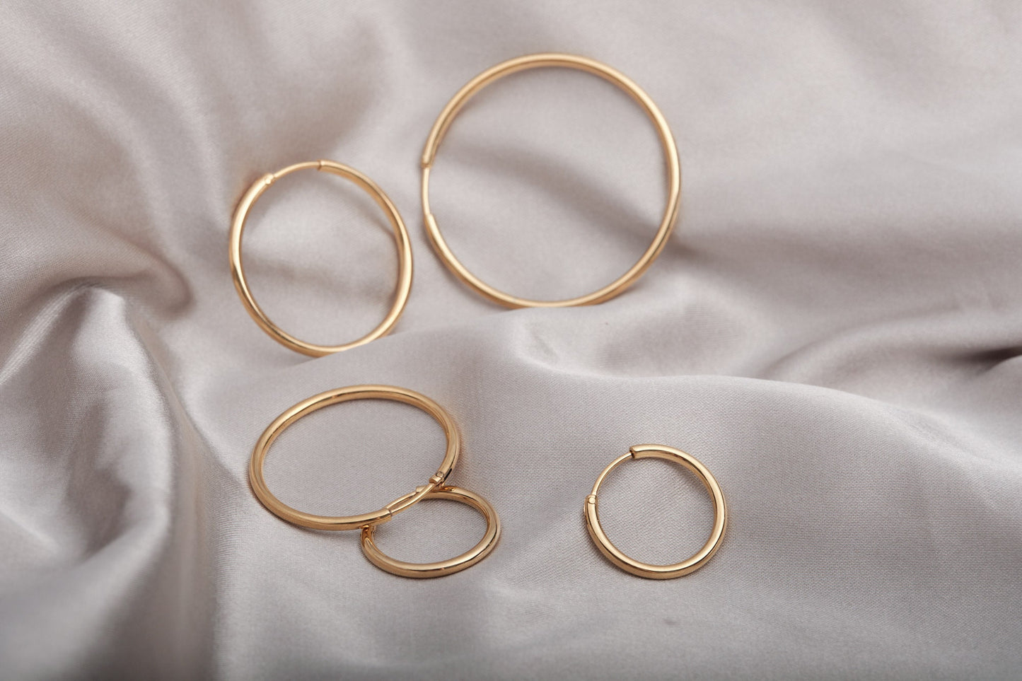 Dainty Gold Hoop Earrings 18K Gold PVD Minimalist Design Daily Jewelry Unique Gift for Mom and Friends Thin Hoops Bridesmaid Gift