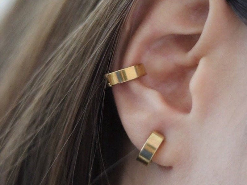 Ear Cuff Earrings-Clip On Huggie Hoop Earring Hoop Earrings-Thick Ear Cuff-Ear Clips-Non Piercing Earrings-Clip On Earrings Cuff-Hipster