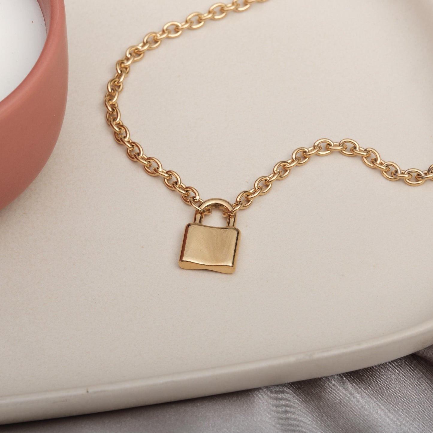 Gold Padlock Earrings, Lock Pendant Earrings, Gold Titanium padlock Hoops, Gold Padlock Jewelry Safety Pin Earrings Waterproof Hoops