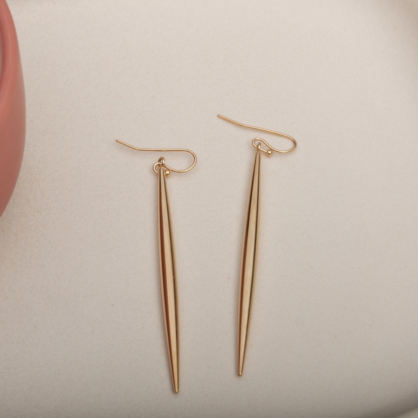 Gold Long Spike Earrings, Gold Spike Earrings, Gold Spike Dangle Earrings, Minimalist Earrings, Modern Look Earrings Gold Dangling earring