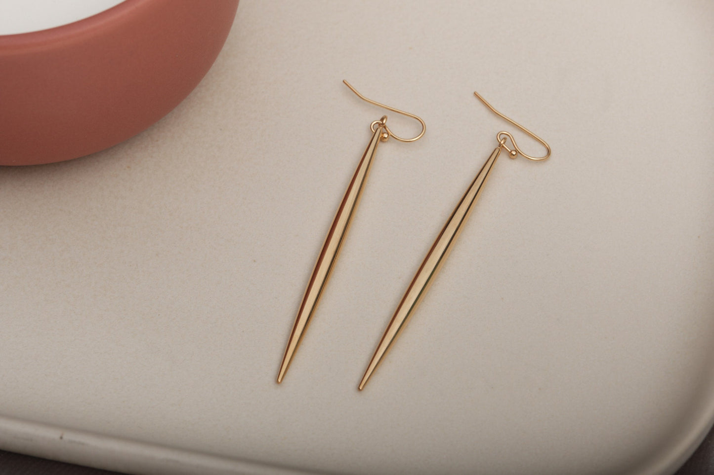 Gold Long Spike Earrings, Gold Spike Earrings, Gold Spike Dangle Earrings, Minimalist Earrings, Modern Look Earrings Gold Dangling earring