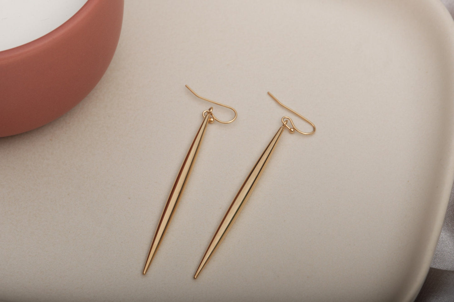 Gold Long Spike Earrings, Gold Spike Earrings, Gold Spike Dangle Earrings, Minimalist Earrings, Modern Look Earrings Gold Dangling earring