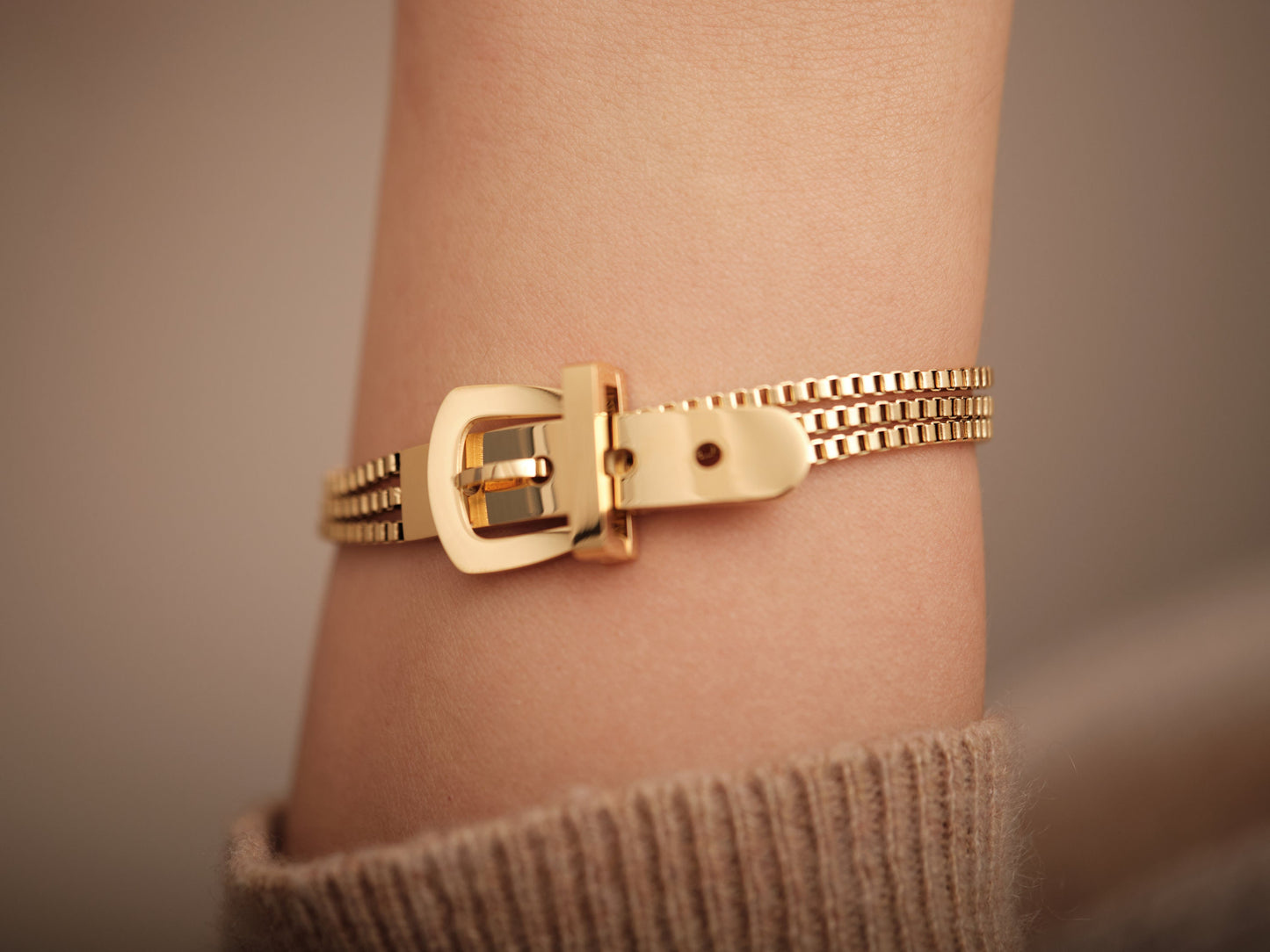 18K Gold Vintage Retro Mesh Bracelet Stainless Steel Chain Bracelet WATERPROOF Jewelry Bracelet Herringbone Chain Women Men Gold Gift