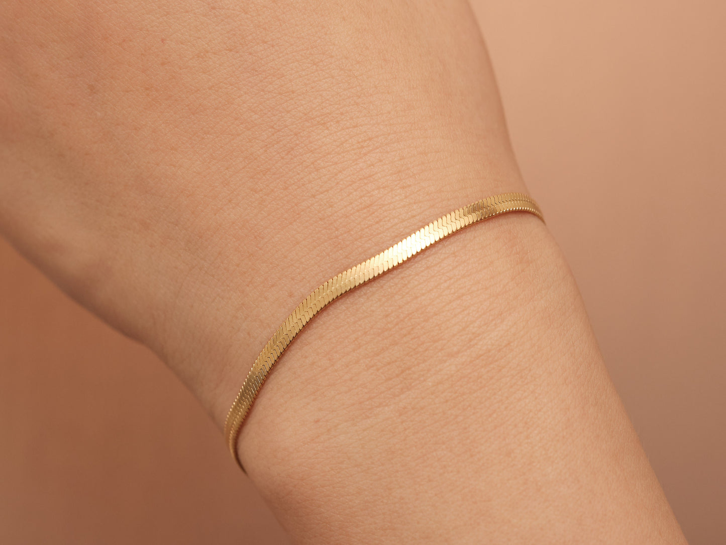 Gold Herringbone Bracelet, Gold snake chain bracelet, Gold Chain Bracelet, Gold Bracelet, 3mm width Herringbone Bracelet, Waterproof