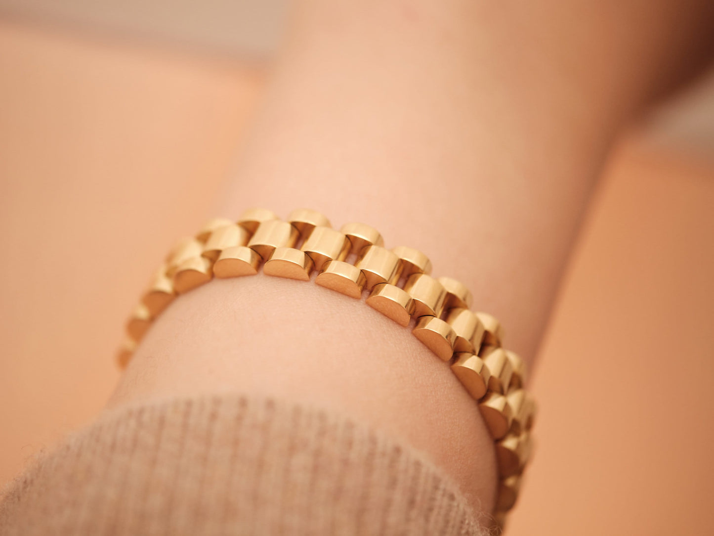 Gold Chunky Chain Bracelet, Linked Chain Bracelet, Rolex Bracelet, Gold Bracelet, Waterproof, Antitarnish Bracelet, Rolex Style