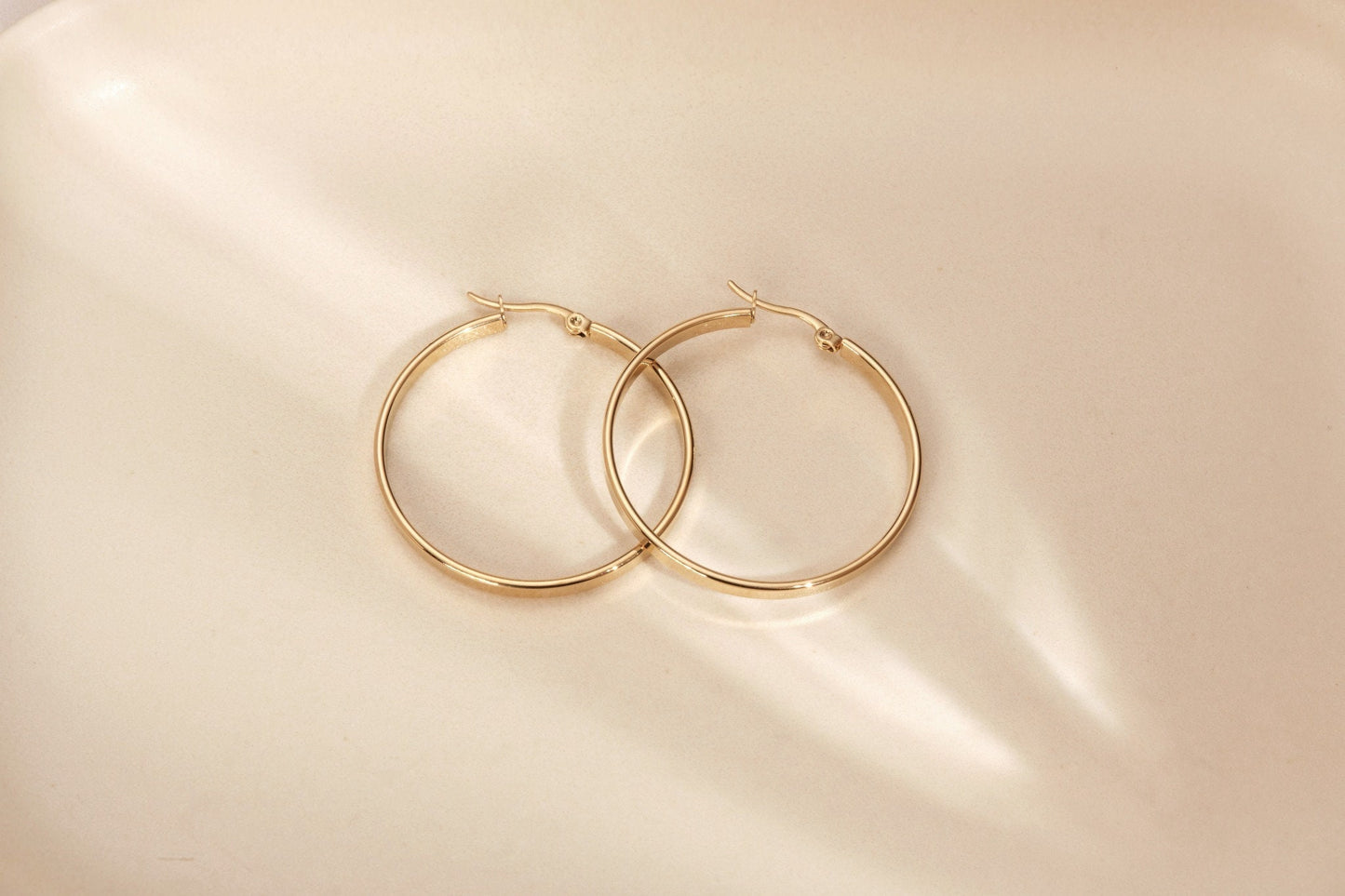 Gold Hoop Earrings, Gold Hoops, Gold Earrings, Large Hoops, Large Gold Hoop Earrings, WATERPROOF, Tarnish Free Earrings, Plain Hoops