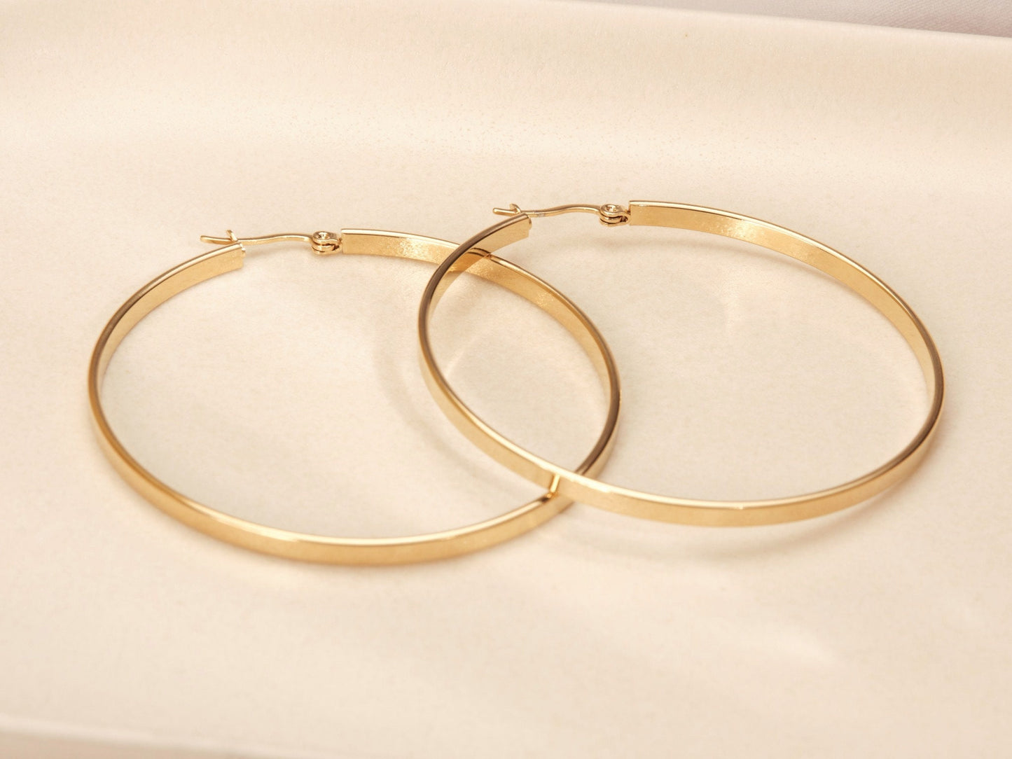 Gold Hoop Earrings, Gold Hoops, Gold Earrings, Large Hoops, Large Gold Hoop Earrings, WATERPROOF, Tarnish Free Earrings, Plain Hoops