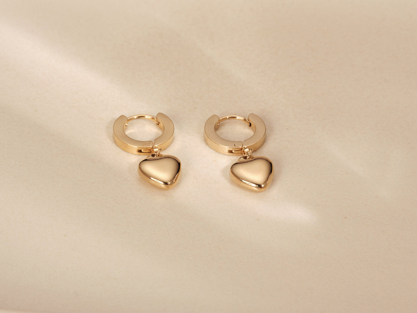 Gold Heart Earrings, Gold Hoops, Heart Charm, Gold Earrings, WATERPROOF, Gift for her, Tarnish Free, Gift for Girls Birthday