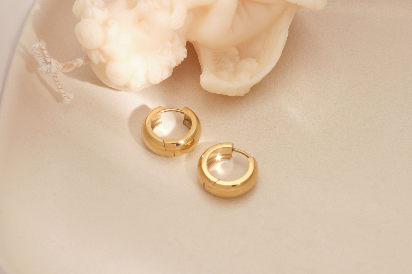 Gold hoop earring hypoallergenic, gold hoop earrings, thick hoop earrings, Gold Huggie Hoop Earrings, chunky Huggie, WATERPROOF hoops