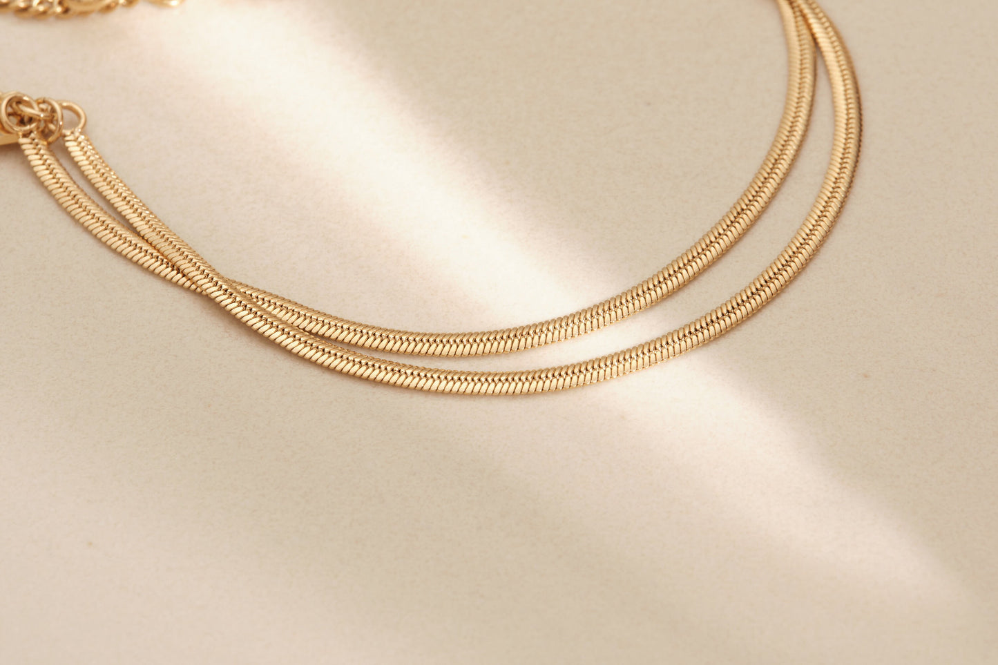 Double Gold pvd Herringbone Bracelet 18K Gold bracelet, Double Gold Herringbone Chain Bracelet, layered bracelet, snake chain bracelet