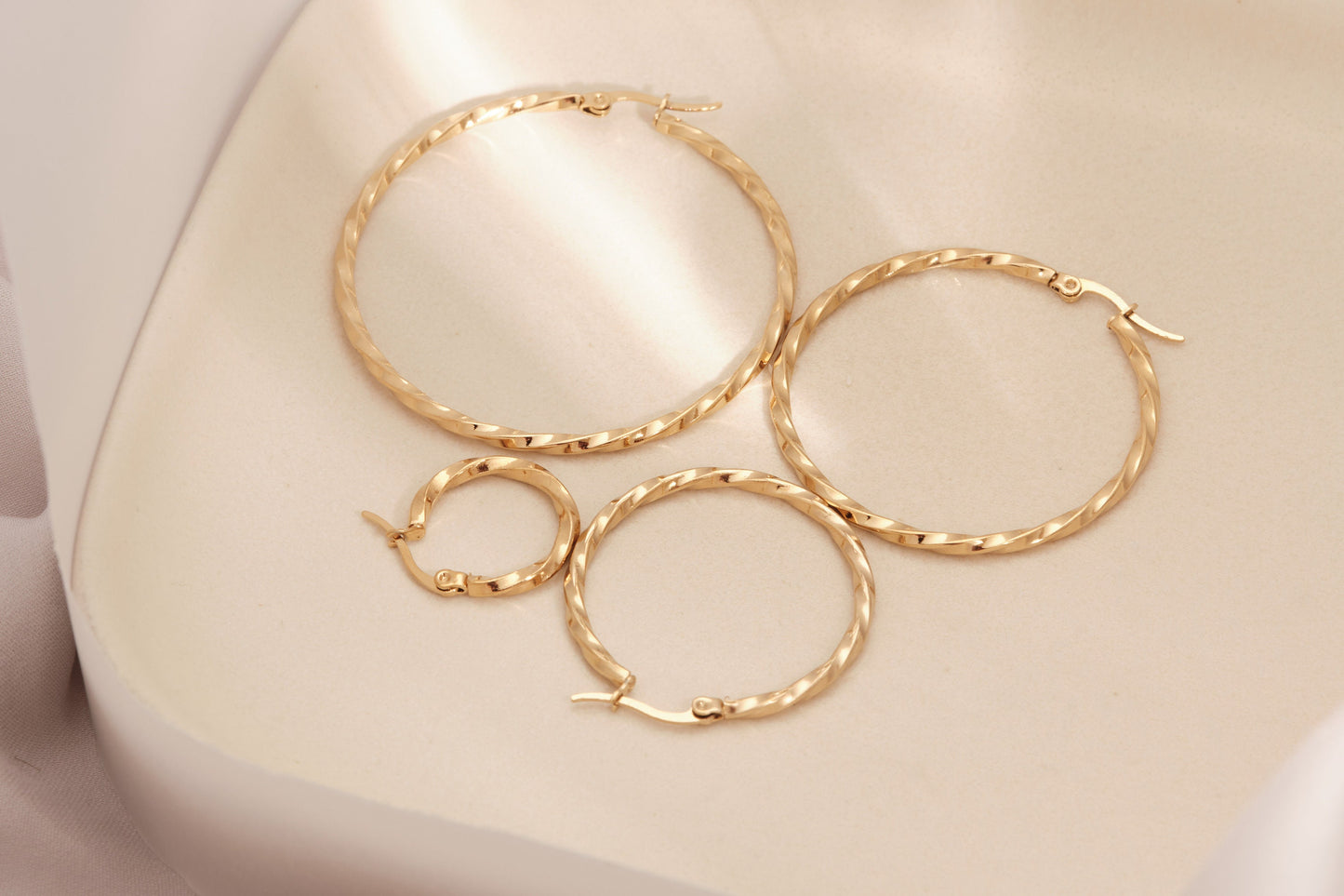 Gold Twisted Hoops, Gold Earrings, Gold Twisted Earrings, Gold Hoop Earrings, Small Hoops, Large Hoops, WATERPROOF, Gold Medium Hoops, Gift