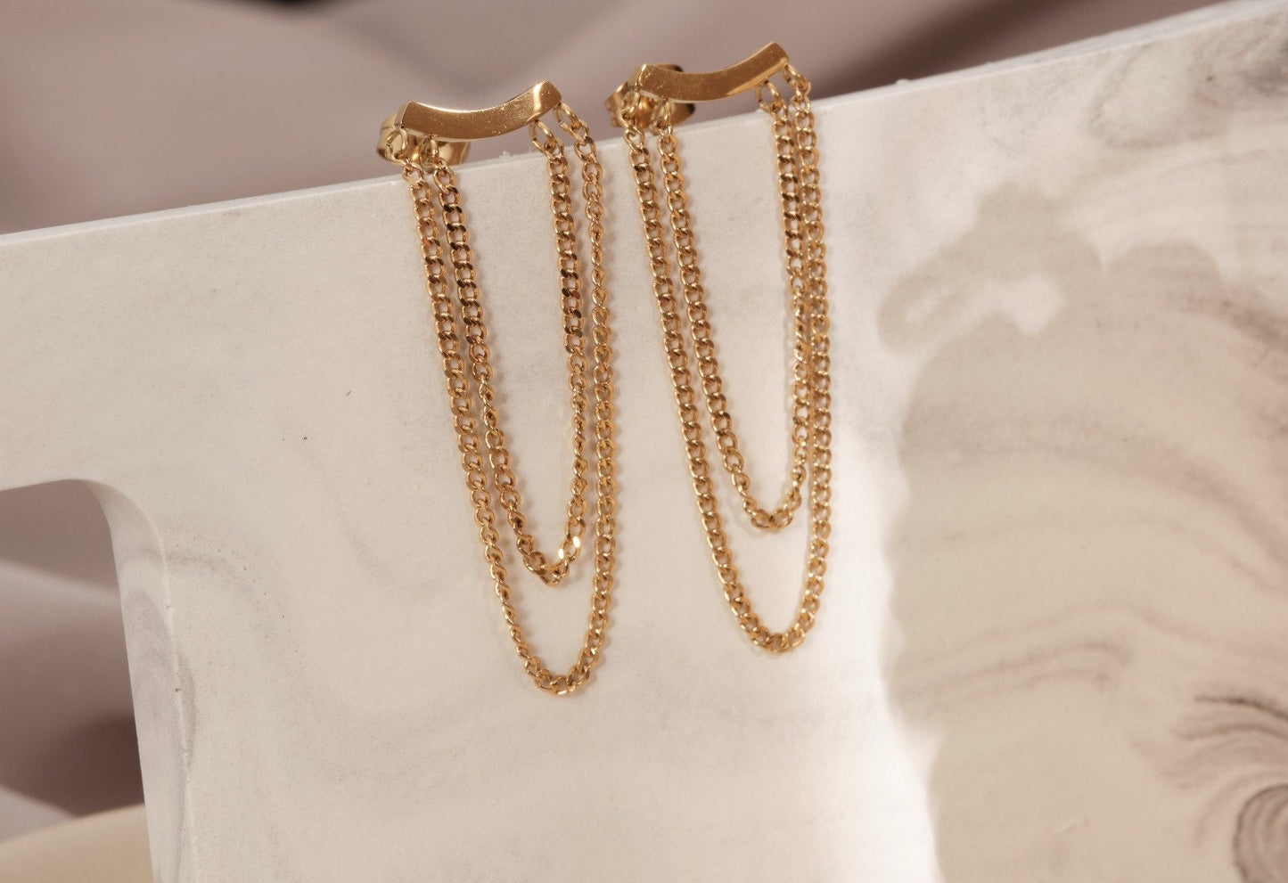 Gold Tiny Chain Earrings, Gold drop Chain Earrings, Chain Dangle Earrings, Gold Earrings, Minimalist Earrings, WATERPROOF, Gift for her